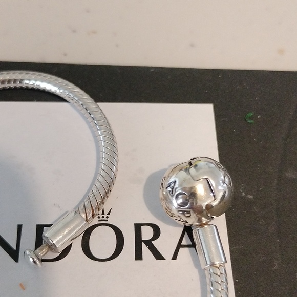 Pandora Moments Sterling Silver Snake Chain Bracelet w/ Ball Clasp, 7.1" - Picture 2 of 5